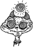 Spiral-crowned horned head, a drawing by twikoi