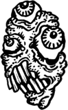 Upper left expressive creature head, a drawing by twikoi