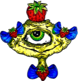 Flower crowned eye creature, a drawing by twikoi