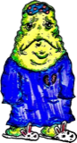 Blue outfit short creature, a drawing by twikoi