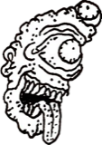 Upper left creature head, a drawing by twikoi