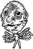 Lower right winged head, a drawing by twikoi