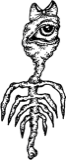 Long leg horned skeletal creature, a drawing by twikoi
