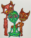 Three horned friends · complete composition, a drawing by twikoi