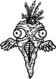 Flower crowned winged carrot head, a drawing by twikoi