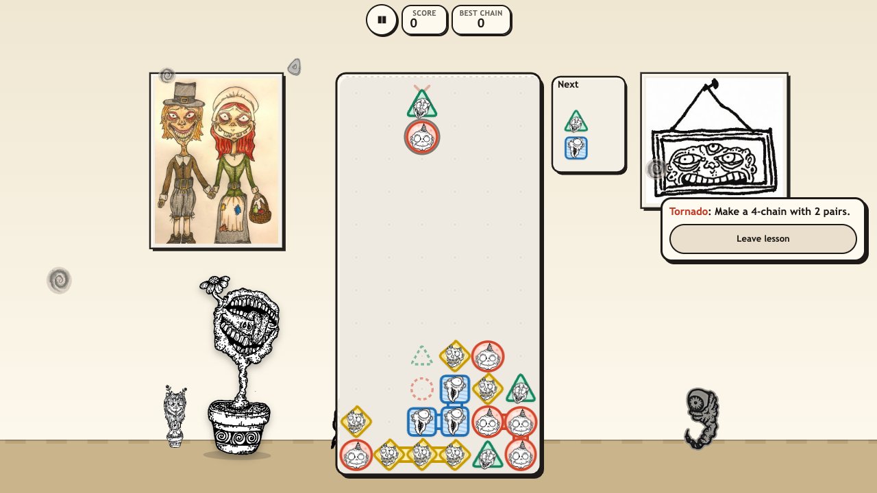 Creep Drop: a chain school puzzle asking for a 4-chain with 2 pairs