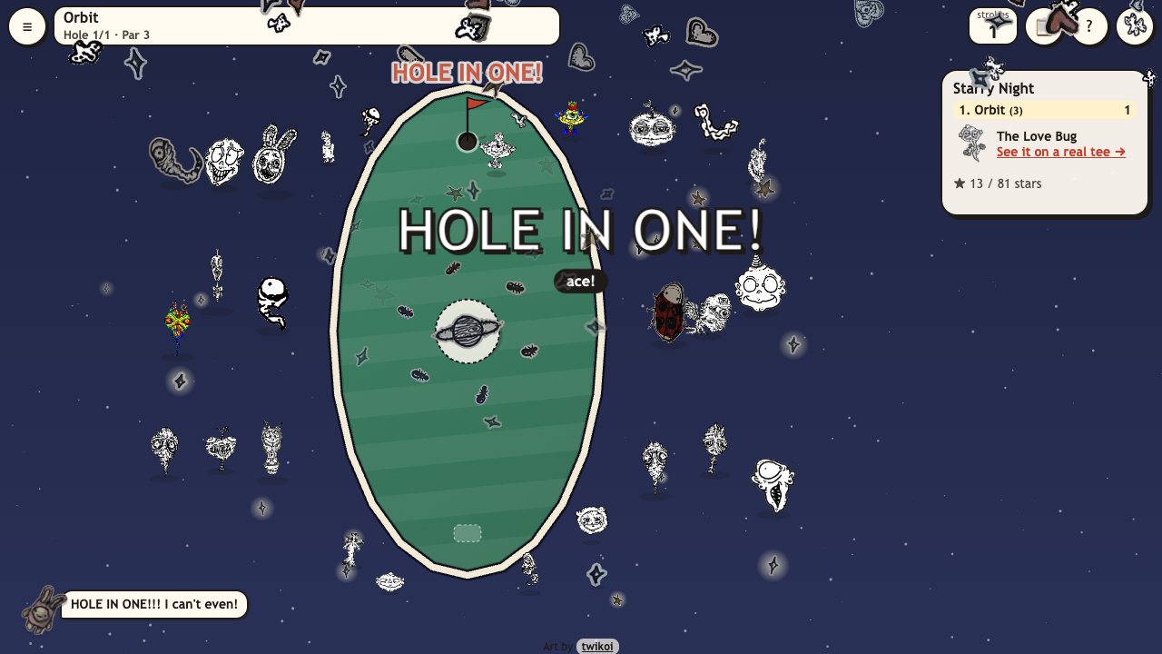 Creep Golf: a hole in one, her stars and hearts rain down