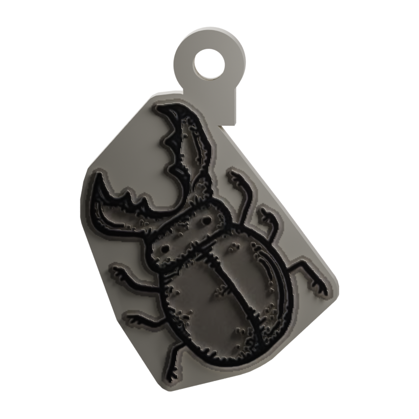 Original beetle artwork digitally projected on the keychain
