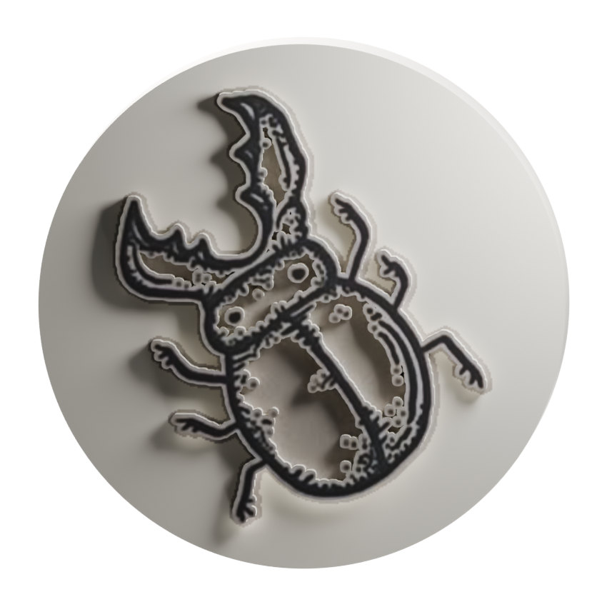 Original beetle artwork digitally projected on the token
