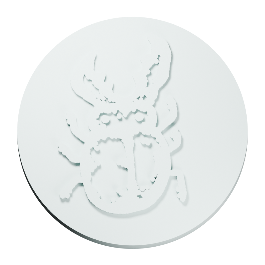 Antlered beetle · 25 mm Relief Token design preview