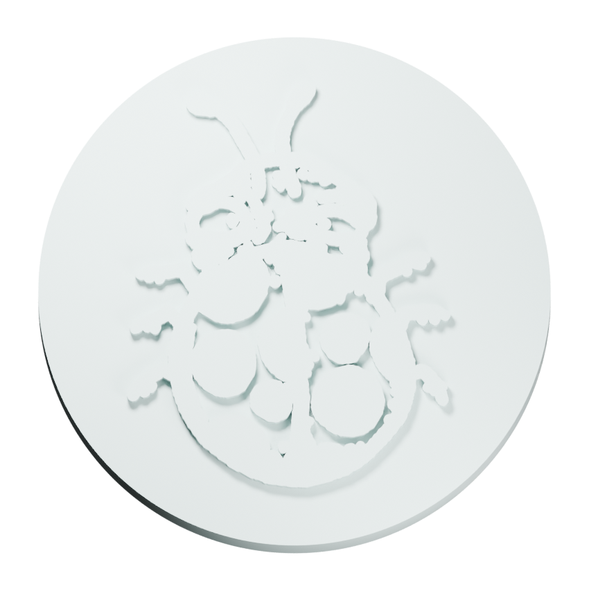 Long-antenna spotted beetle · 25 mm Relief Tabletop Token design preview