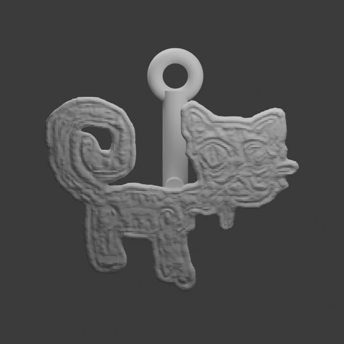 Spiral-tailed ink cat · Keychain design preview