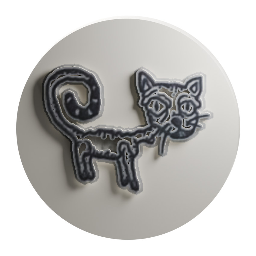 Original cat artwork digitally projected on the token