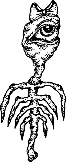 Original hand-drawn art: Long leg horned skeletal creature