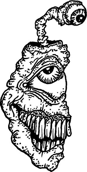 Original hand-drawn art: Left expressive creature head