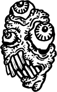 Original hand-drawn art: Upper left expressive creature head