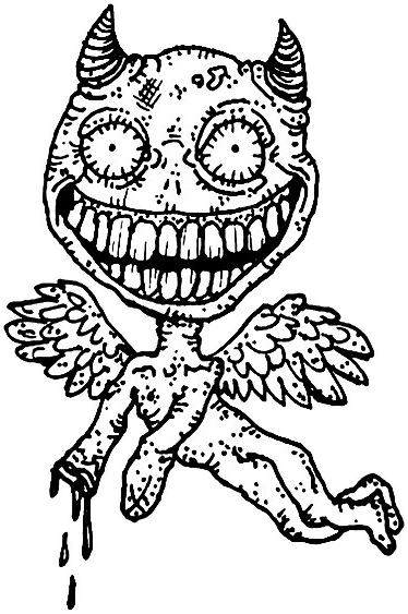 Original hand-drawn art: Horned winged runner