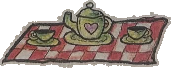 Original art: Heart teapot picnic setting