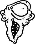 Original hand-drawn art: Upper center pointed one eyed face