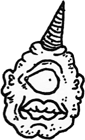 Original hand-drawn art: Lower left long horn face