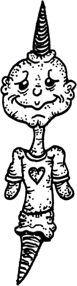 Original hand-drawn art: Left single horn slender character