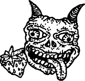 Original art: Horned face with attached strawberry