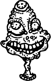 Original hand-drawn art: Stacked eye stalk creature