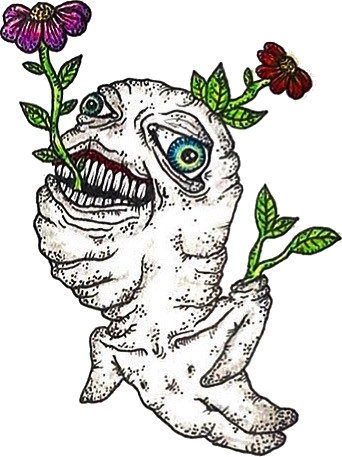 Original hand-drawn art: Right flower bearing creature