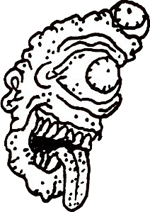Original hand-drawn art: Upper left creature head