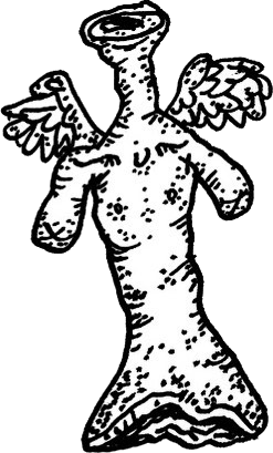 Original hand-drawn art: Large trumpet headed winged figure