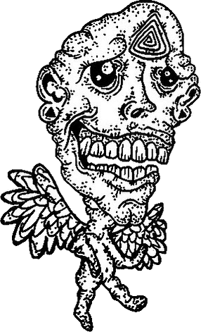 Original hand-drawn art: Left winged head