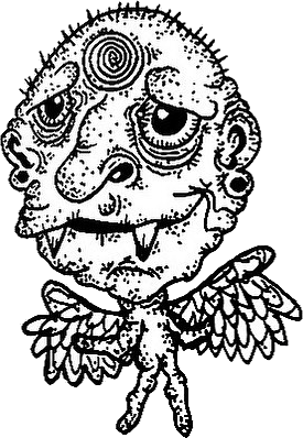 Original hand-drawn art: Lower right winged head