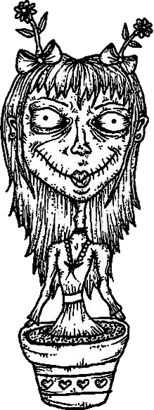 Original hand-drawn art: Left hairy potted friend