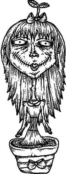 Original hand-drawn art: Right hairy potted friend