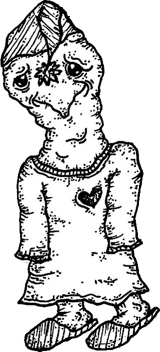 Original hand-drawn art: Right long haired figure