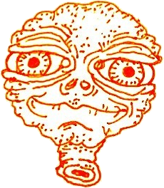 Original hand-drawn art: Left orange linework head