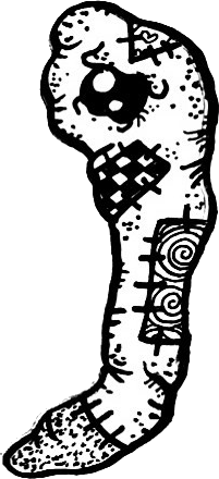 Original hand-drawn art: Small patterned worm