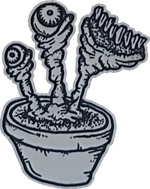 Original hand-drawn art: Three-stalk toothy planter