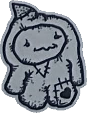 Original hand-drawn art: Seated patchwork creature
