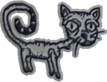 Original hand-drawn art: Spiral-tailed ink cat