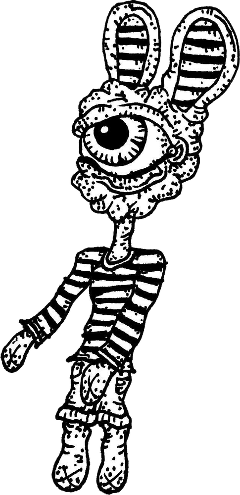 Original hand-drawn art: Left one eyed rabbit figure