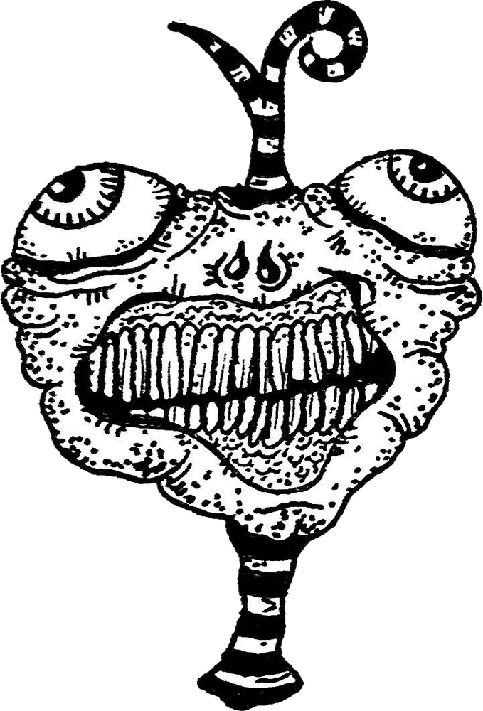 Original hand-drawn art: Left striped smiling head