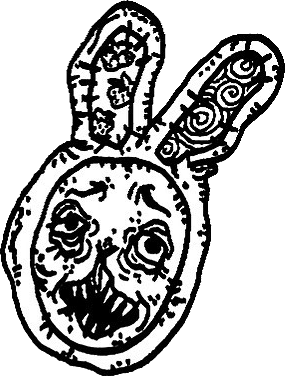 Original hand-drawn art: Upper right rabbit face