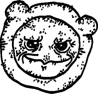 Original hand-drawn art: Lower left rounded animal face