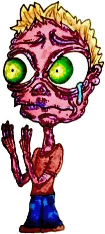 Original hand-drawn art: Purple small raised arm figure