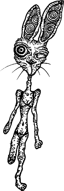 Original hand-drawn art: Tall rabbit figure