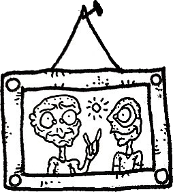 Original art: Upper left framed figure illustration