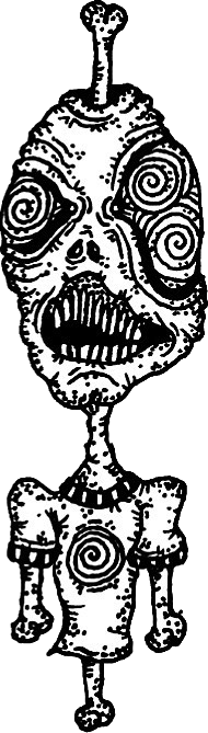 Original hand-drawn art: Left skeletal head figure