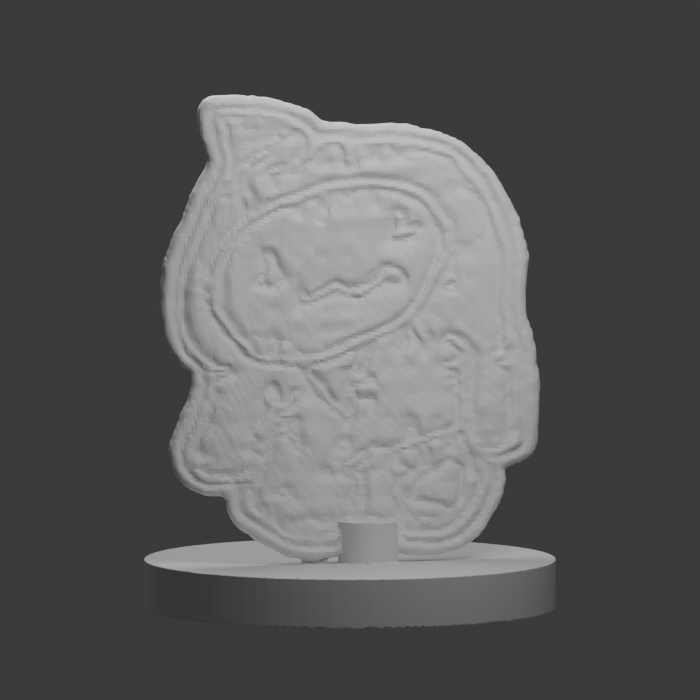 Seated patchwork creature · Tabletop Mini design preview