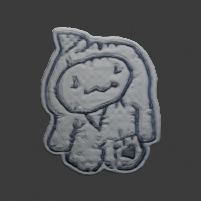 Actual generated patchwork front with coarse face and stitch marks
